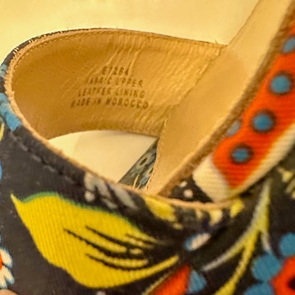 j.Crew fabric wrapped Batik Floral light weight Wedges navy women's shoes - Picture 8 of 10